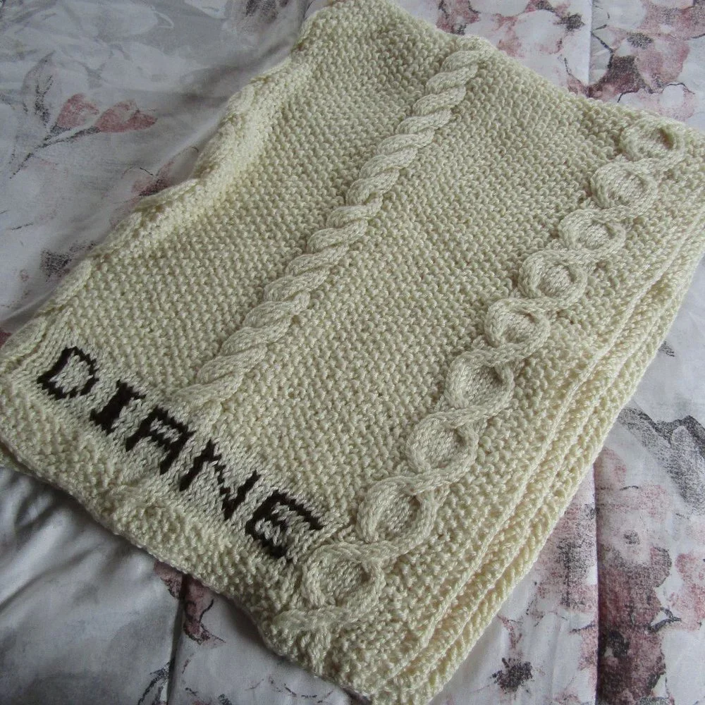 Handmade Knit Crocheted DIANE Throw Personalized